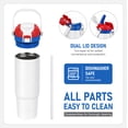 thumbnail image 4 of Ozark Trail 30oz Vacuum-Insulated Stainless Steel Dual Lid Insulated Tumbler, Double Wall Vacuum Insulated Travel Tumbler with Sip & Chug Lid, Patriotic White, 4 of 10