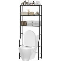 3-Tier Over The Toilet Storage, Freestanding Metal Bathroom Shelves, Space Saver Above The Over Toilet Storage Shelf for Bathroom, Black