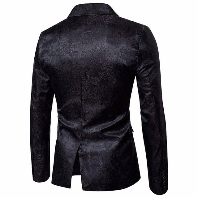 Haut de Complet Ajusté à un Bouton pour Homme, Style Court, Motif Grain Foncé