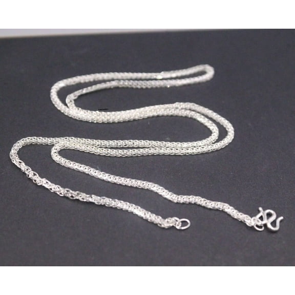 K-KED Pure 999 Fine Silver Chain Women Lucky Gift 2mm Wheat Necklace 6-7g /22inch