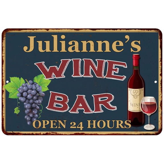 Julianne's Green Wine Bar Wall Decor Kitchen Gift 8x12 Metal 208120043926