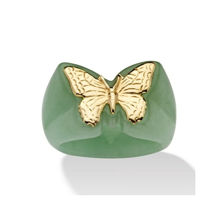 - Genuine Green Jade 14k Yellow Gold Butterfly Ring
