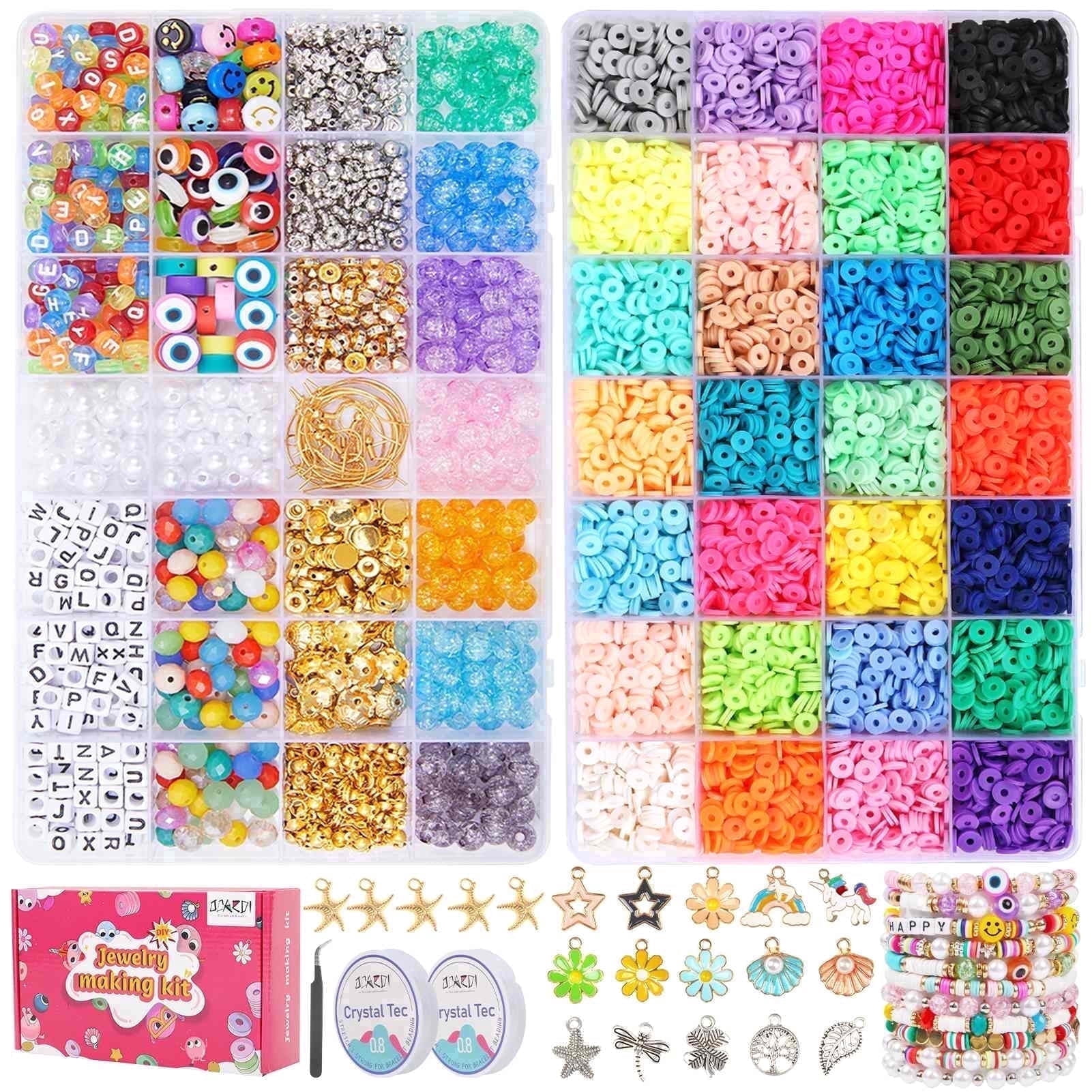 Funtopia 48 Colors Polymer Clay Beads Kit, Flat Heishi Bracelet