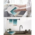 thumbnail image 5 of Turquoise Waves Kitchen Dish Towels for Drying Dishes Set of 2, Simple Ombre Abstract Sea Waves Art Waffle Weave Microfiber Hand Tea Bathroom Towels Quick Dry & Absorbent Towel 15.7x23.6, 5 of 7