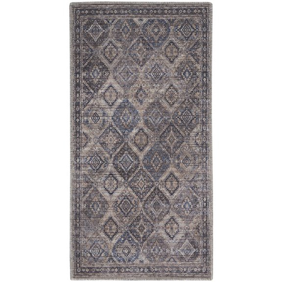 Nourison New Concept Washables 2' x 3'9" Ivory Latte Vintage Indoor Non-Slip Flatweave Rug