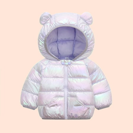 

jsaierl Winter Down Coats for Kids Baby Boys Girls Gradient Color Puffer Ear Hooded Jacket Padded Parka Infant Toddler Outerwear