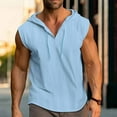 thumbnail image 2 of hotojiny Linen Shirts for Men Lightweight Sleeveless Shirts with Hood Loose Fit Breathable Boho Beach Cotton Linen Hoodie S-3XL, 2 of 7