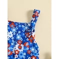 thumbnail image 5 of Bagilaanoe 4th of July Jumpsuit for Toddler Baby Girl Sleeveless Floral Print Romper Overalls + Headband 12M 18M 24M 3T 4T 5T Kids Long Flared Pants Independence Day Outfits, 5 of 9
