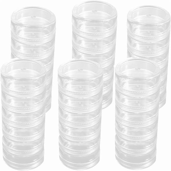 Stackable Jewelry Storage Box Clear Plastic Round Organizer Jar for Earrings Beads Buttons Set of 6