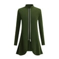 thumbnail image 7 of Full Zip Long Jacket for Women Fall Spring Winter Outwear No Hood Casual Mid-length Sweatshirt Coat with Pocket (2XL, Army Green), 7 of 7