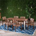 thumbnail image 3 of Noble House Jackson 7 Piece Outdoor Dining Set in Brown and White, 3 of 19