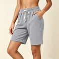 thumbnail image 4 of Besolor Summer Shorts for Women Wide Leg High Waist Elastic Drawstring Casual Loose Loungewear Workout Short Pants with Pockets, 4 of 6