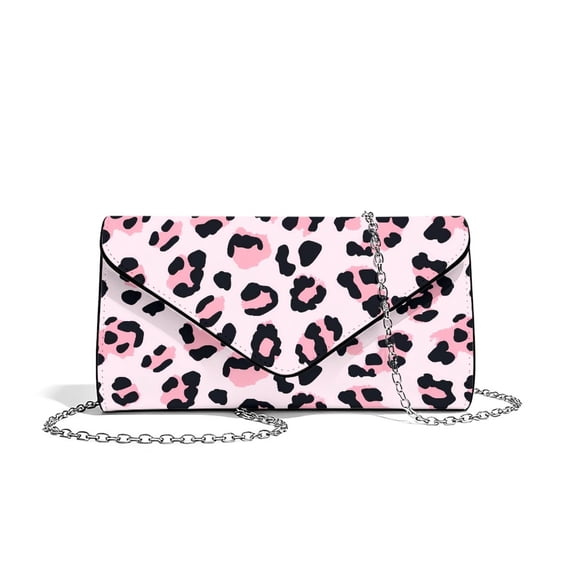 Xixirimido Women Clutch Bag Elegant PU Leather Evening Bags Envelope Handbags Clutch Purse with Detachable Chain for Party Wedding Prom, Pink Leopard