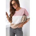 thumbnail image 5 of Women's Pink Colorblock Waffle Knit Long Sleeve Top, 5 of 5