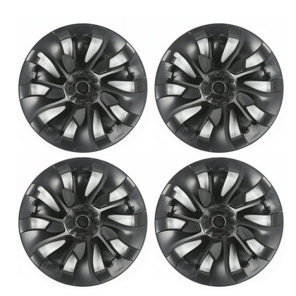 Ikon Motorsports, Wheel Hubcaps Rim Cover Compatible With 2017-2023 Tesla Model 3 Matte Black Cyclone Style ABS Plastic 18'' Hub Caps Hubcap Wheel Cover Rim Skin Covers 4PCS Replacement