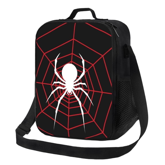 Kuqiui Spider On The Web Print Lunch Box for Women Men,Insulated Lunch Bag Women with Adjustable Shoulder Strap,Lunch Tote Bag for Work,Picnic,Camping