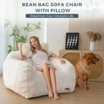 thumbnail image 2 of GOODONE Giant Bean Bag Chair with Pillow,Bean Bag Couch Stuffed High-Density Foam, Plush Lazy Sofa Comfy Chair,Large BeanBag Chair for Adults in Livingroom,Bedroom,Beige, 2 of 8