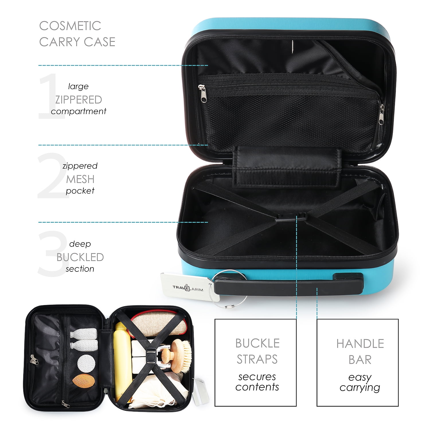 StorageBud 22" Hardside Carry On Luggage 22x14x9 Airline Approved and Expandable Luggage, Front Pocket Luggage Set Spinner Suitcase Set, Teal