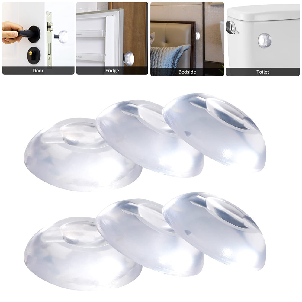 Guard Door Bumper Wall Protector Silencer 6 Pieces of Clear Rubber Door Knob Quiet Wall Protector for Door Handle Strongest Wall Door Handle Stopper Round Wall Shield Cushion Self Adhesive 