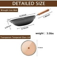 thumbnail image 2 of SYNYLIIFE 11.8“ Carbon Steel Wok Pan, Pre-Seasoned Flat Bottom Pow Wok for Stir Fry, BBQ, Grill & Camping, raditional Japanese Chinese Cookware, Compatible with Induction, Electric, Gas, Open Fire, 2 of 7