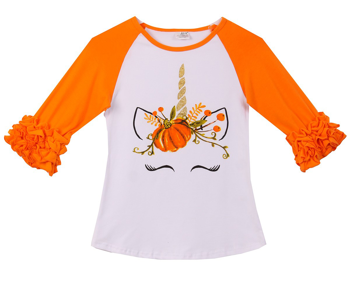 Unicorn pumpkin ruffle shirt