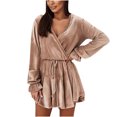 thumbnail image 1 of DPTALR Robe Élégante à Manches Longues et Ceinture pour Femmes, 1 of 9