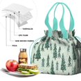 thumbnail image 4 of Light Green Christmas Tree Pattern Drawstring Lunch Bag Women - Drawstring Lunch Bag Insulated for Work Office - Stain-Resistant Large Lunchbags for Women with Multi-Pockets, 4 of 6