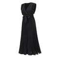 thumbnail image 4 of Vestido de playa plisado de gasa para mujer - Manga con volantes, corte ajustado, color liso, tallas S-XXL, para fiestas de verano/bodas, largo 140 cm, 4 of 7