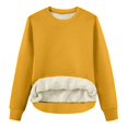 thumbnail image 5 of Women's Solid Color Fleece Lined Sweatshirt, Round Neck Long Sleeve Pullover, Casual Loungewear Top, Soft Fuzzy Fleece Top, Cozy Everyday Sweatshirt, Winter Lounge Wear Yellow XXXXL, 5 of 7