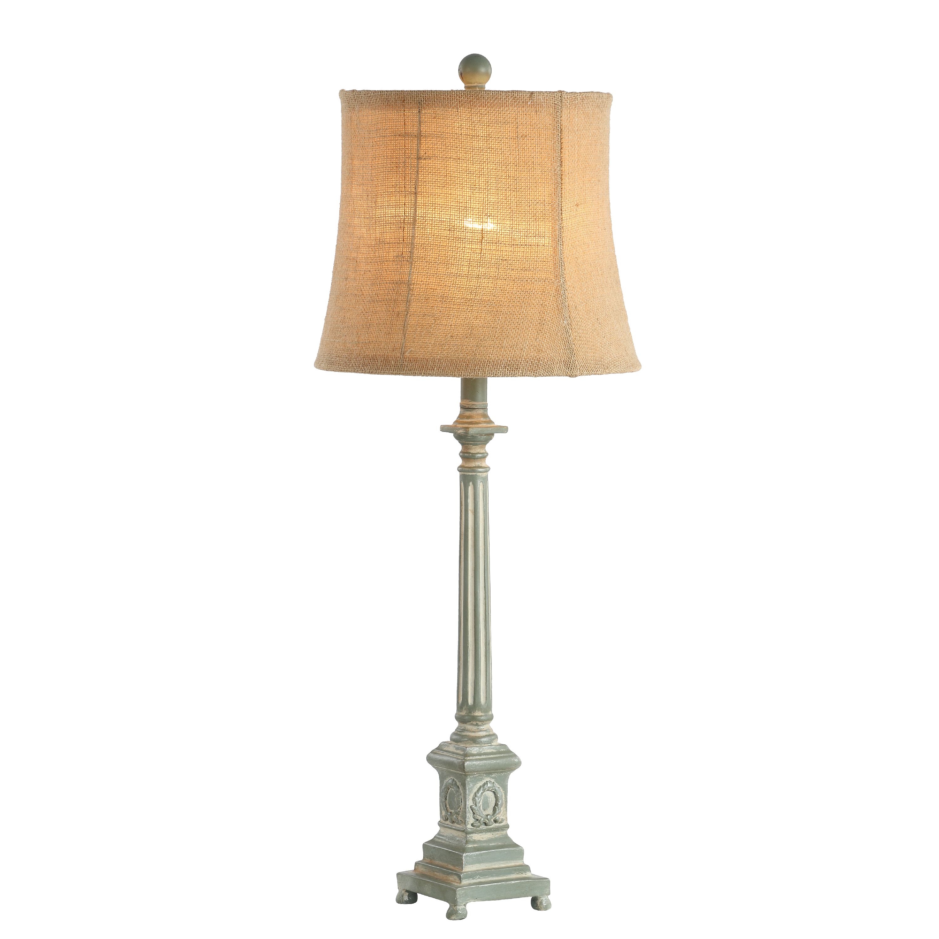 Safavieh Collin 35.1" Traditional Antique Blue Table Lamps with Brown Solid Print Shades