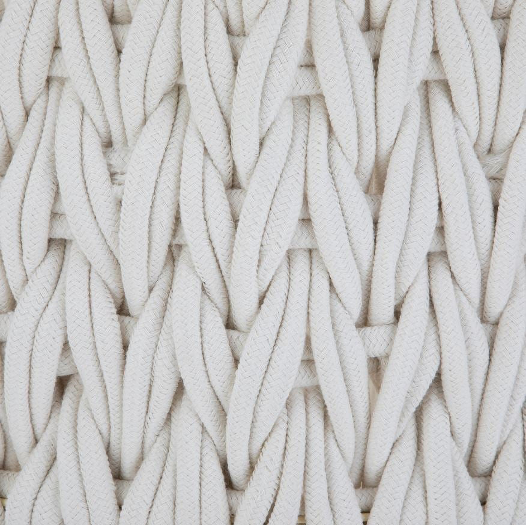 BETTER HOMES & GARDENS EXTRA LARGE WHITE WOVEN ROPE DECORATIVE STORAGE BASKET, 19 IN X 15 IN