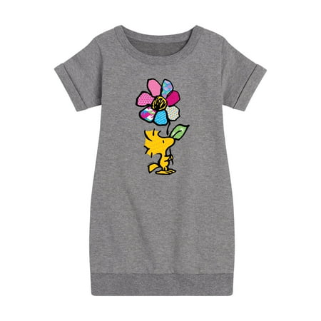 

Peanuts - Woodstock With Flower And Pattern - Toddler And Youth Girls Fleece Dress