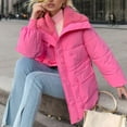 thumbnail image 7 of TrendVibe365 Womens Puffer Jackets and Coats Pink Long Sleeve Down Jacket without Hood Long Winter Coats Packable Warm Outerwear Solid Thick Coat Zip Winter Clothes with Pockets 2023 Overcoat, 7 of 7