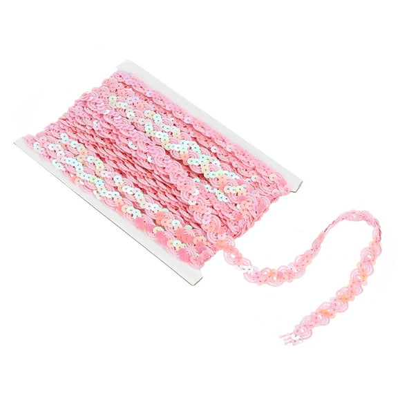 Uxcell 11Yards 0.6 inch Sequin Braid Trim, Flat Sequins Paillette Ribbon for Sewing Crafts Costume, Pink