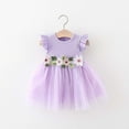 thumbnail image 2 of LLYwey Party Dresses for Girls 10-12, Girls T-Shirt Dresses Summer Striped Print Crew Neck Short Sleeve Pleated A-Line Mid Length Casual Party Sundress, By-43, Purples, 18 Months, 2 of 4