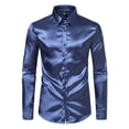 thumbnail image 2 of Mens Casual Satin Silk Button Down Dress Shirt Slim Fit Party Long Sleeve Shirts, 2 of 15