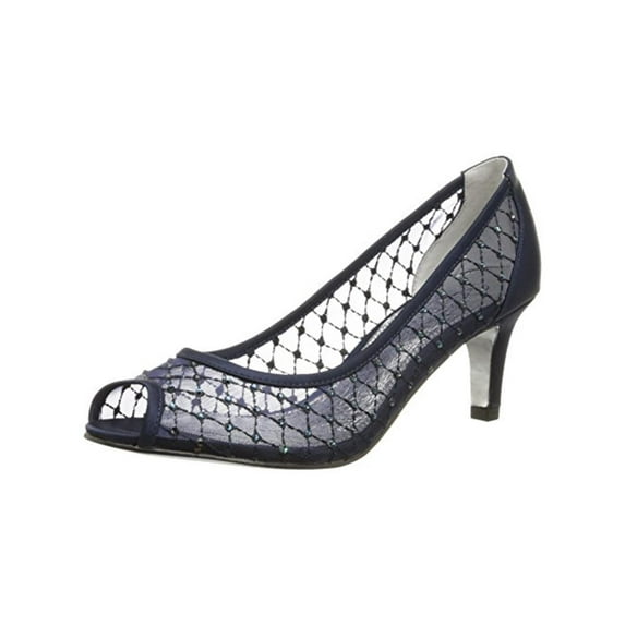 Adrianna Papell Womens Jamie Rhinestone Peep-Toe Heels Navy 5.5 Medium (B,M)