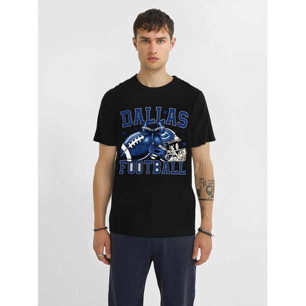 Playera con diseño Camiseta para HombreDallas Football-Inspired Cotton T-Shirt for Men - Casual Crew Neck, Short Sleeve, Loose Fit with Exquisite Letter Print - Perfect Summer Gift Tee For Adult, Me
