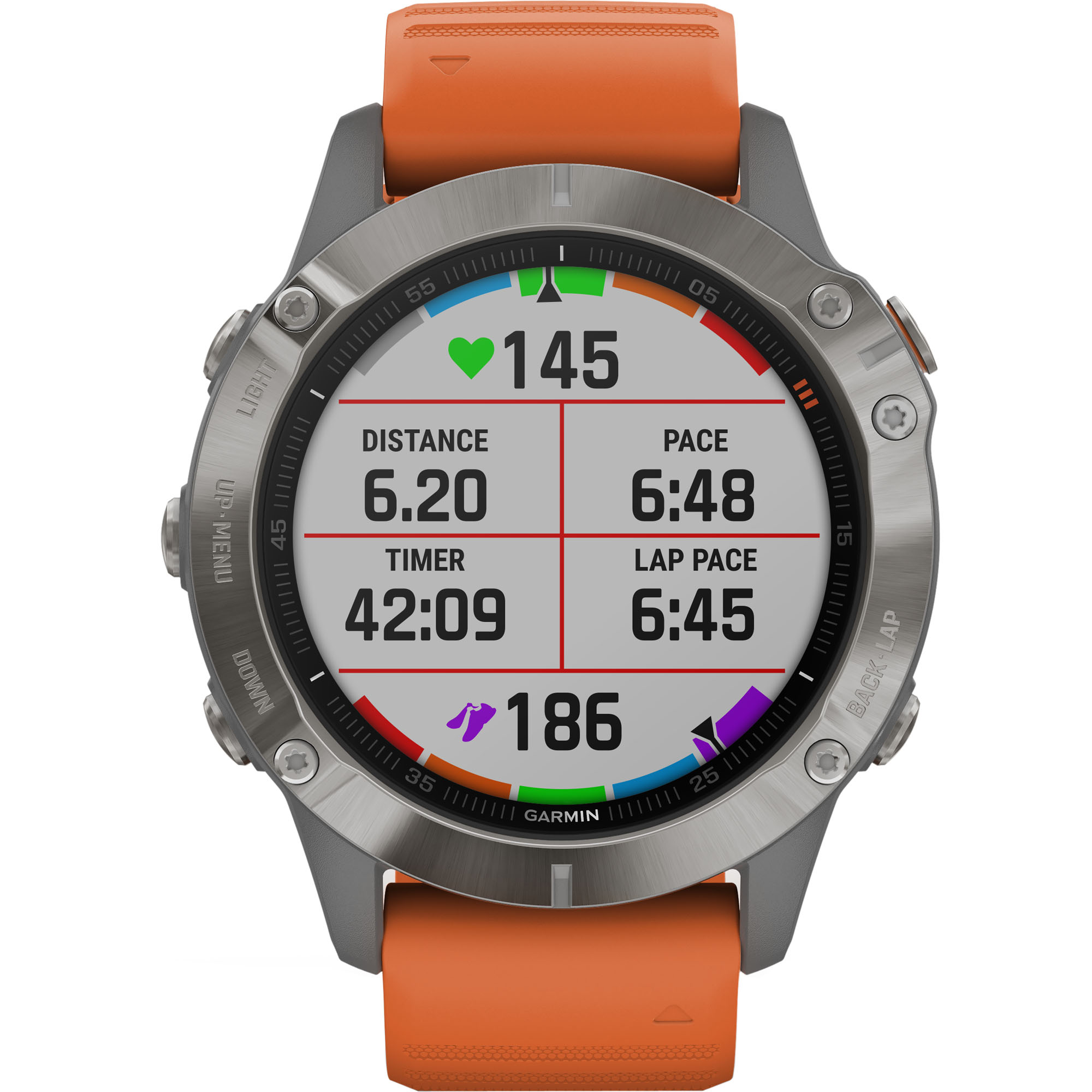 Garmin fēnix® 6 - Pro and Sapphire Editions - Titanium with Ember Orange Band - image 4 of 11