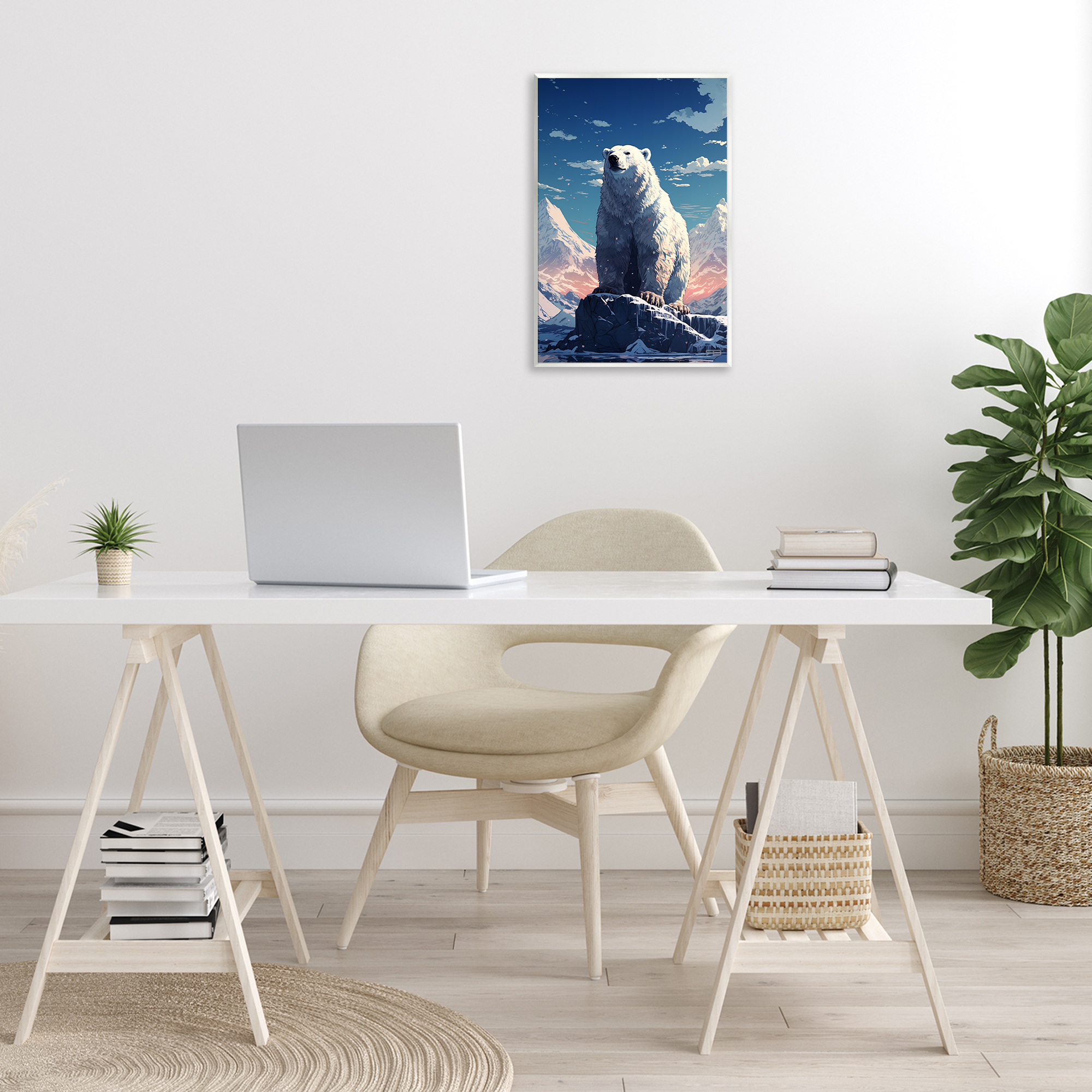 Stupell Industries Snowy Polar Bear Animals & Insects Painting Unframed Art Print Wall Art, 13 x 19
