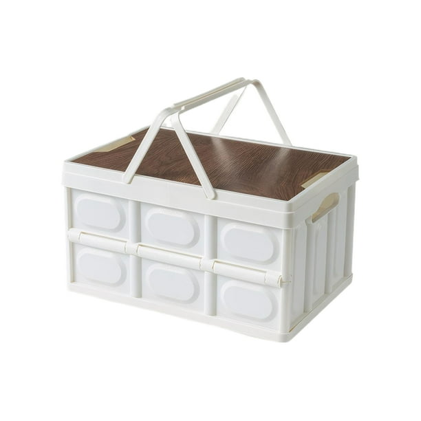 Cateissary Caja plegable para guardar juguetes al aire libre, caja de plástico resistente con marco, caja de almacenamiento pequeña para Almacenamiento y organización del hogar Mango mediano