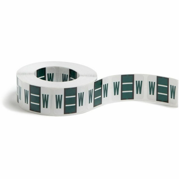 A-Z Color-Coded End Tab Filing Labels, R, 1 x 1.25, White, 500/Roll