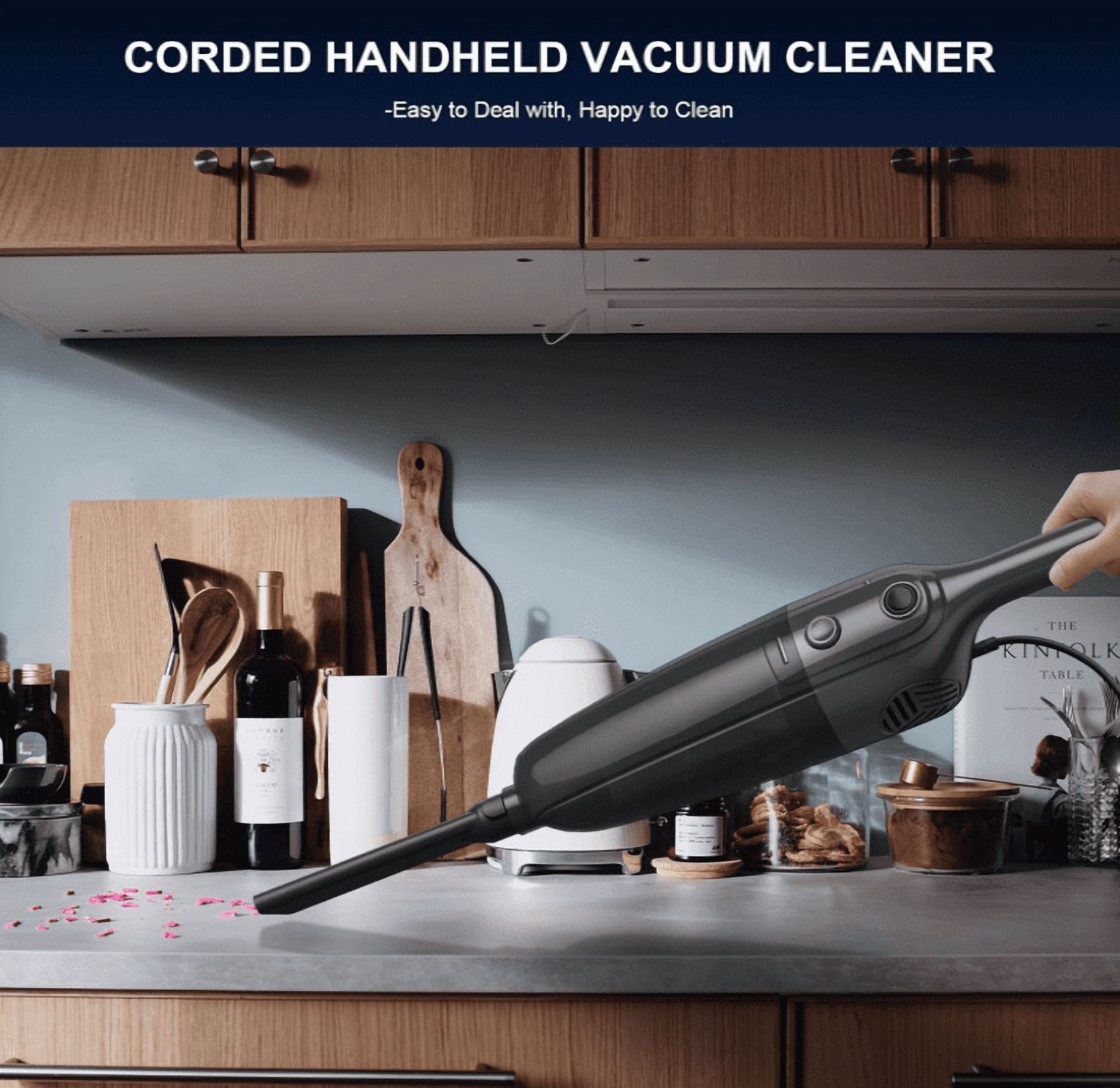 Vacuum Cleaners for Home - Corded Stick Vacuum Cleaner, Rechargeable High Power Vac for Pet Hair Carpet Hardwood Floor, Household Wireless Hand Lightweight Handheld Portable Car Vac, MC Black