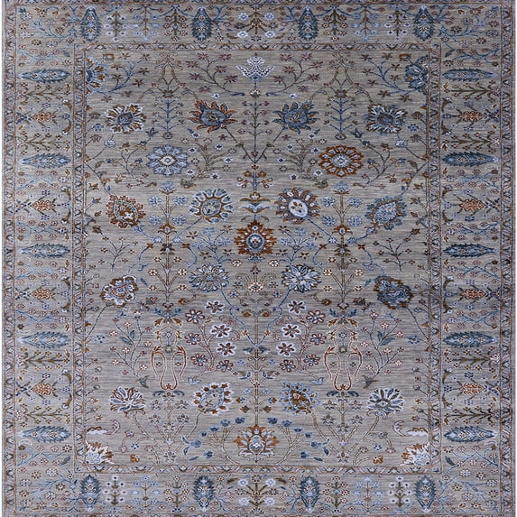 Ahgly Company Indoor Square Mid-Century Modern Carbon Gray Oriental Area Rugs, 6' Square