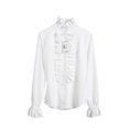thumbnail image 4 of Women‘s Blouses Spring  Office Fashion Shirts High Neck Frilly Ruffles Cuffs Pleated Tunic Tops Plus Size White, 4 of 7