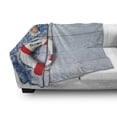 thumbnail image 2 of Coastal Soft Flannel Fleece Throw Blanket, Welcome on Board Message on Life with Fishing Net Seashell Wood Floor of Boat, Cozy Plush for Indoor and Outdoor Use, 70" x 90", Dust Blue Red, by Ambesonne, 2 of 5