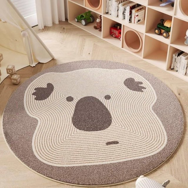 Poowe Round Kids Rug 39.4" Koala, Machine Washable Rug for Playroom, Non-Slip Circle Rugs for Classroom, Soft Circular Carpet Kids Play Mat for Nursery Bedroom Preschool
