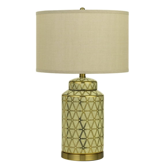 Cal Lighting Barletta Ceramic Table Lamp With Hardback Fabric Shade (Sold And Priced As Pairs)