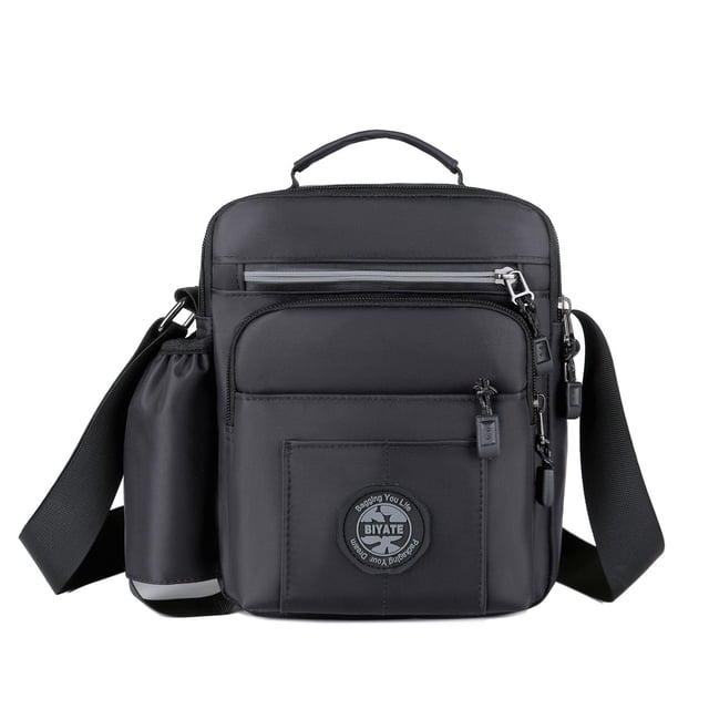 Bandolera de tela Oxford para hombre, impermeable, negra