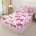 thumbnail image 2 of Manfei Watercolor Polka Bow Zipper Queen Comforter Set with Fitted Sheet and 2 Pillowcases,Heart Dot Zipper Bedding Set,Pink Reversible,4-Piece, 2 of 7